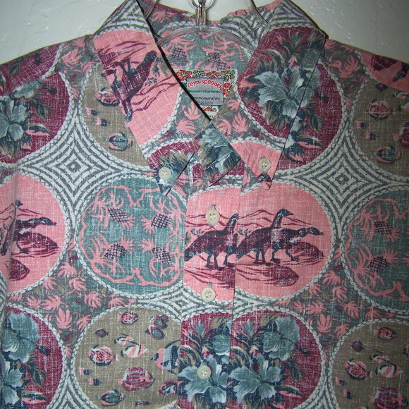 VTG REYN SPOONER HAWAIIAN PINK POLO SHIRT S3364 - Picture 3 of 7